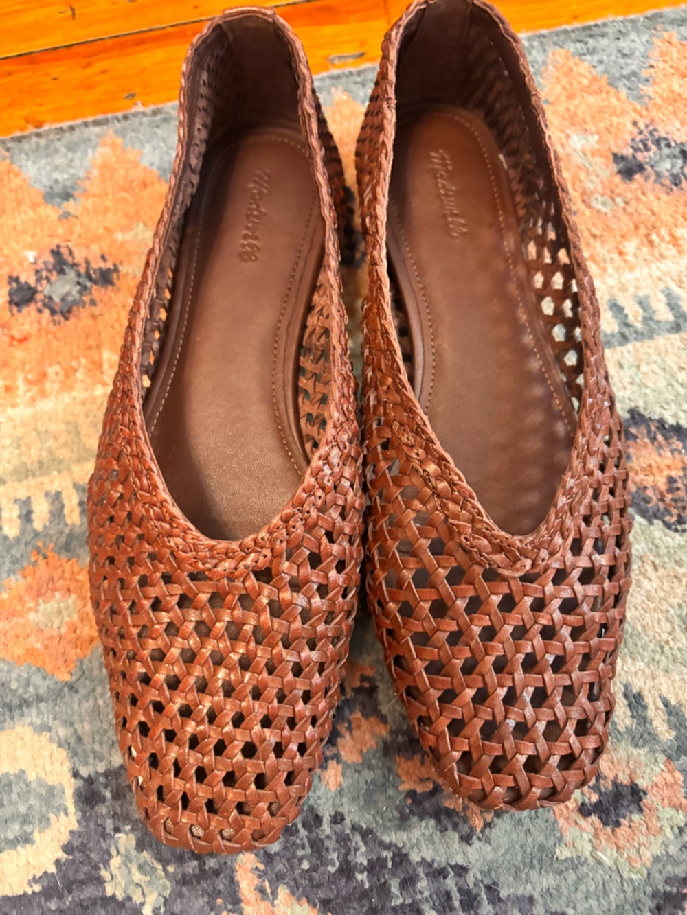 Madewell “Mylie”Size 8 Woman’s Woven Leather Ballet Flats in Cognac